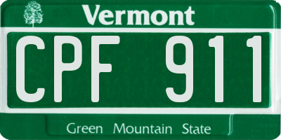 VT license plate CPF911