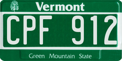 VT license plate CPF912