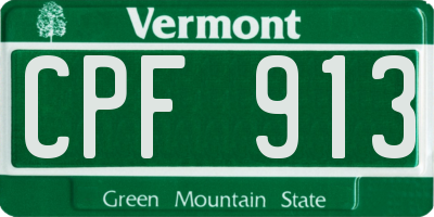 VT license plate CPF913