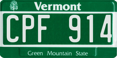 VT license plate CPF914