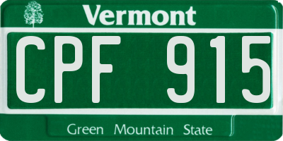VT license plate CPF915