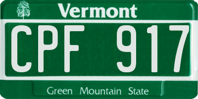 VT license plate CPF917