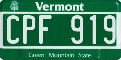 VT license plate CPF919