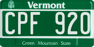 VT license plate CPF920