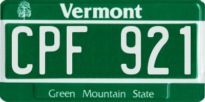 VT license plate CPF921