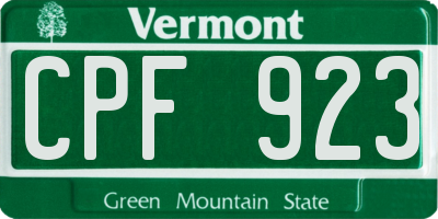 VT license plate CPF923