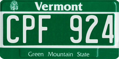 VT license plate CPF924