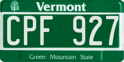 VT license plate CPF927