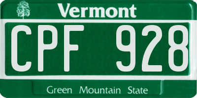 VT license plate CPF928