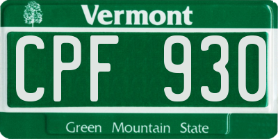 VT license plate CPF930