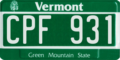 VT license plate CPF931
