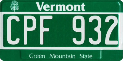 VT license plate CPF932