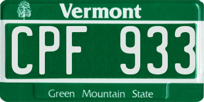 VT license plate CPF933