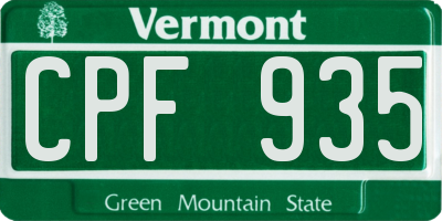 VT license plate CPF935