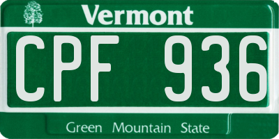 VT license plate CPF936