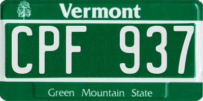 VT license plate CPF937