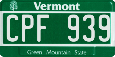 VT license plate CPF939