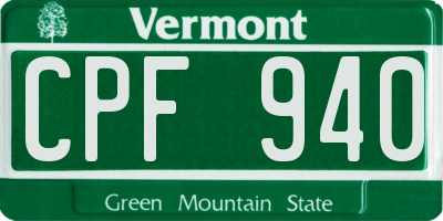 VT license plate CPF940