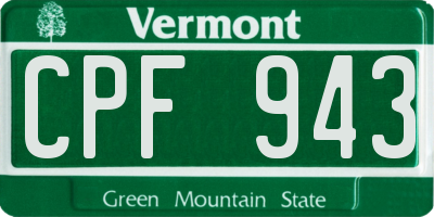 VT license plate CPF943