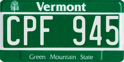 VT license plate CPF945