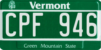 VT license plate CPF946