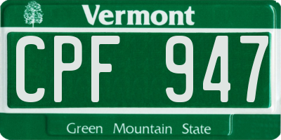 VT license plate CPF947