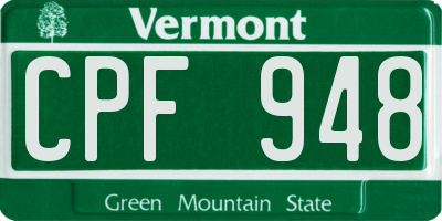 VT license plate CPF948