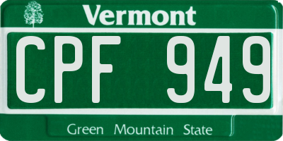 VT license plate CPF949