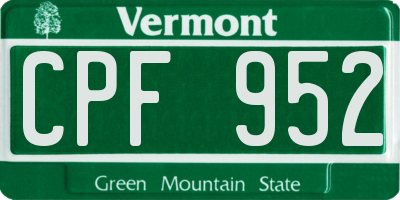 VT license plate CPF952