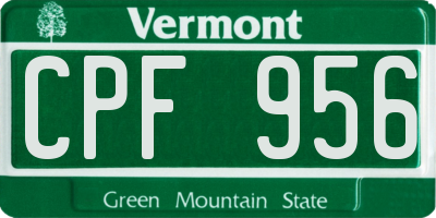 VT license plate CPF956