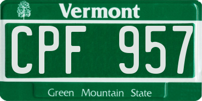 VT license plate CPF957