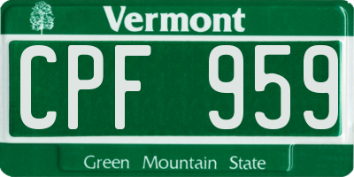 VT license plate CPF959