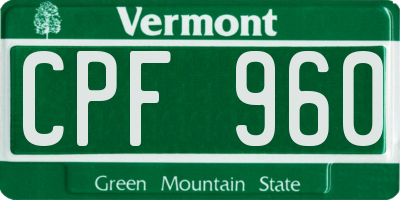 VT license plate CPF960