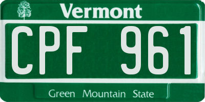 VT license plate CPF961