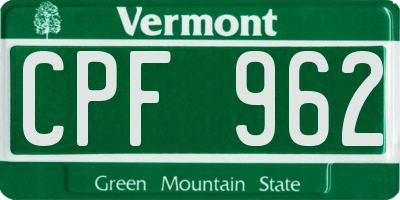 VT license plate CPF962