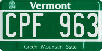 VT license plate CPF963
