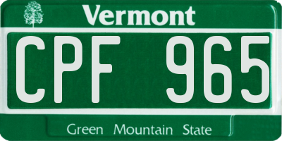 VT license plate CPF965