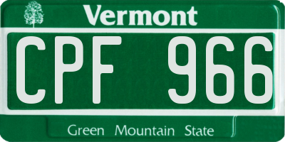 VT license plate CPF966