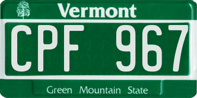 VT license plate CPF967