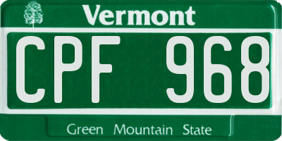 VT license plate CPF968
