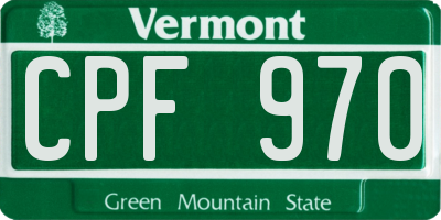 VT license plate CPF970