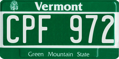 VT license plate CPF972