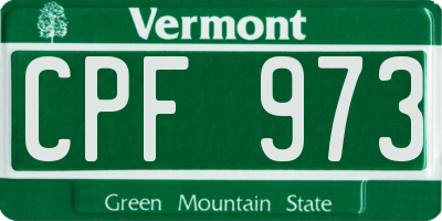 VT license plate CPF973