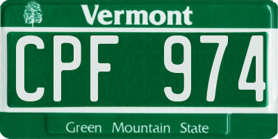 VT license plate CPF974