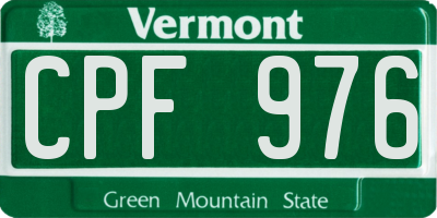 VT license plate CPF976