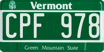 VT license plate CPF978