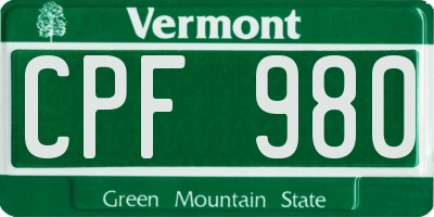 VT license plate CPF980