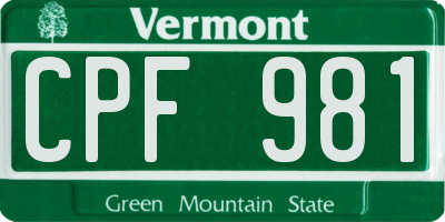 VT license plate CPF981