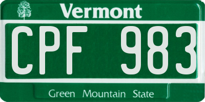 VT license plate CPF983