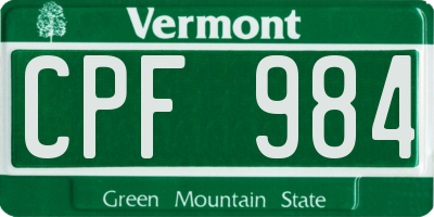 VT license plate CPF984